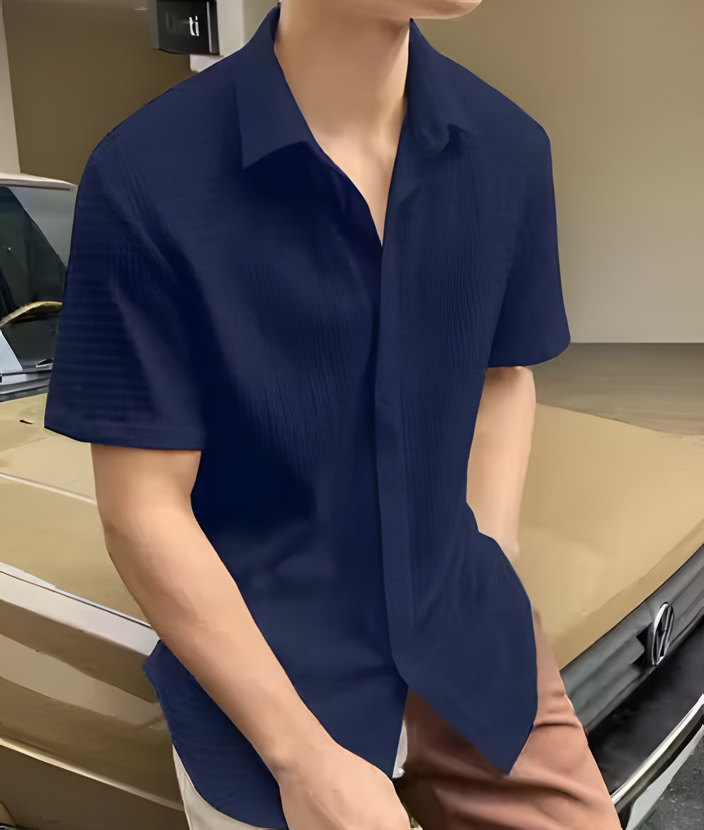 Imported popcorn casual febric shirt