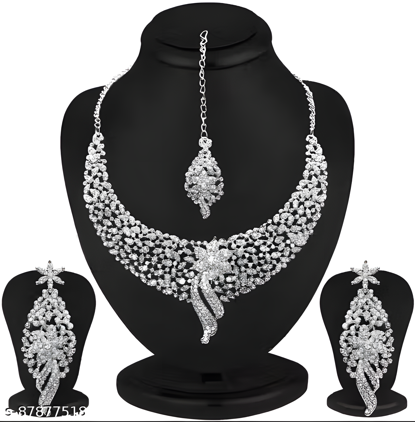 Set 3 of Sterling Silver Plated Jewellery Set With White Austrian Diamond