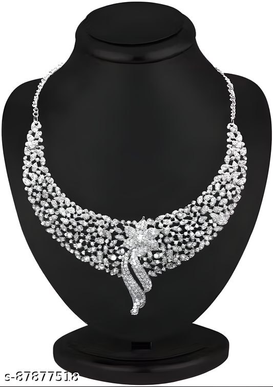 Set 3 of Sterling Silver Plated Jewellery Set With White Austrian Diamond