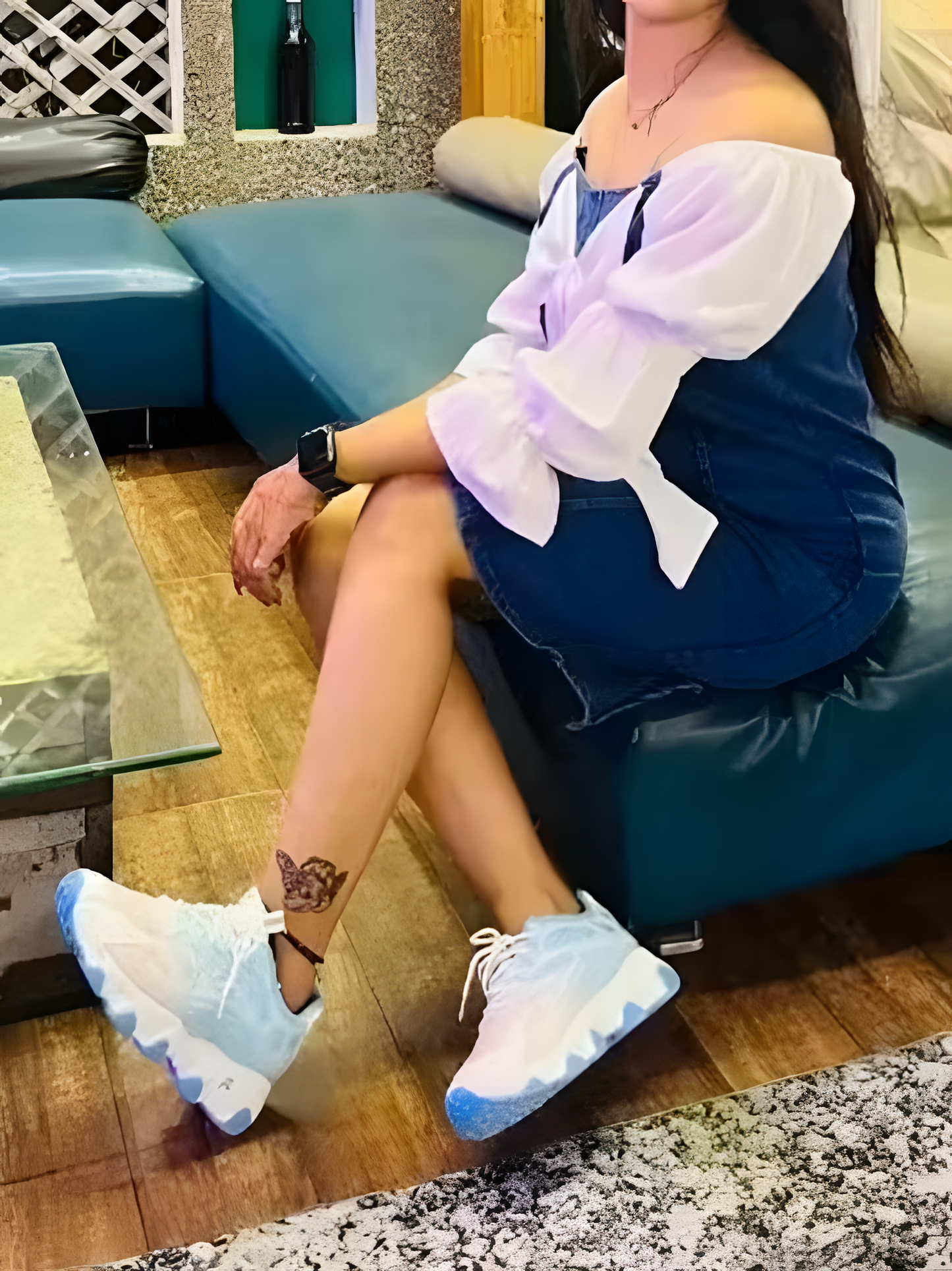Denim Chic Puff Sleeve Bow Dress – Korean Style
