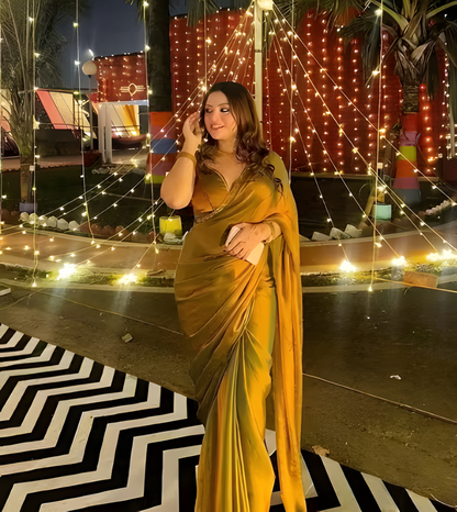 RAMYA PRESENTING NEW RICH CHFFORN FENDY SOFT FABRIC ALPNG RICH BORDER LOOK SAREE WITH BLOUSE