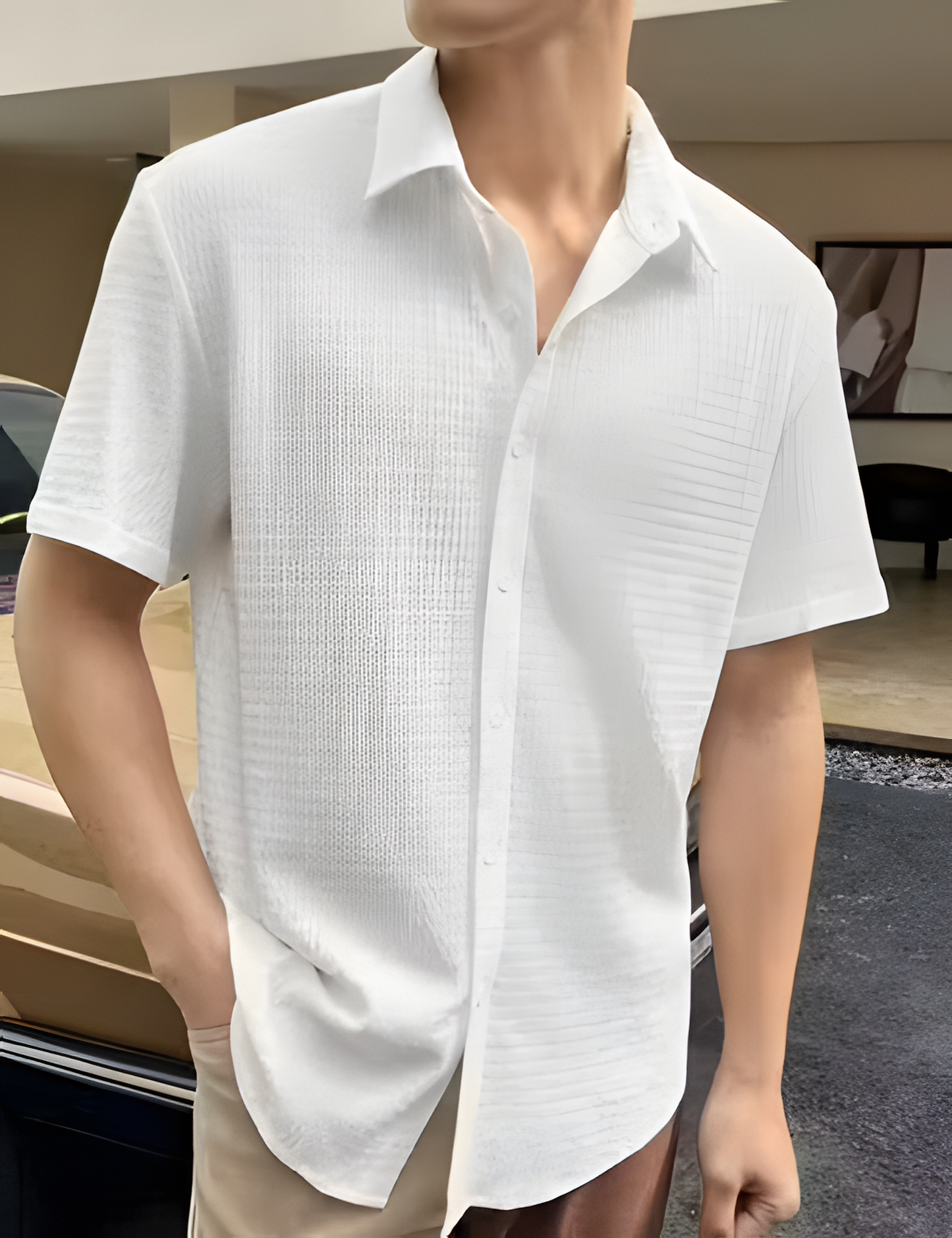 Imported popcorn casual febric shirt