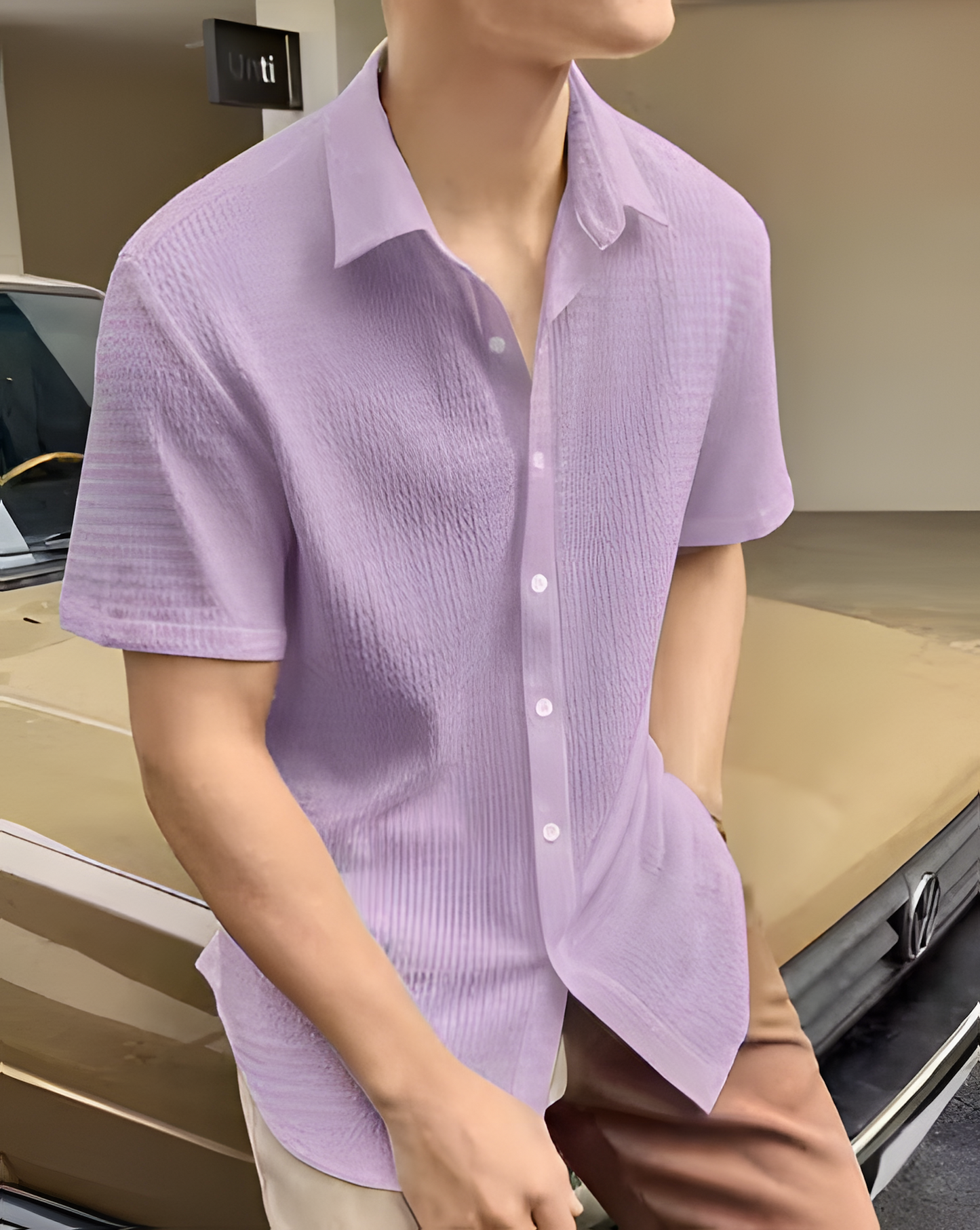Imported popcorn casual febric shirt