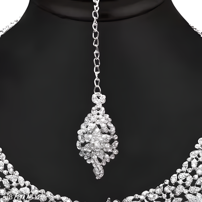 Set 3 of Sterling Silver Plated Jewellery Set With White Austrian Diamond